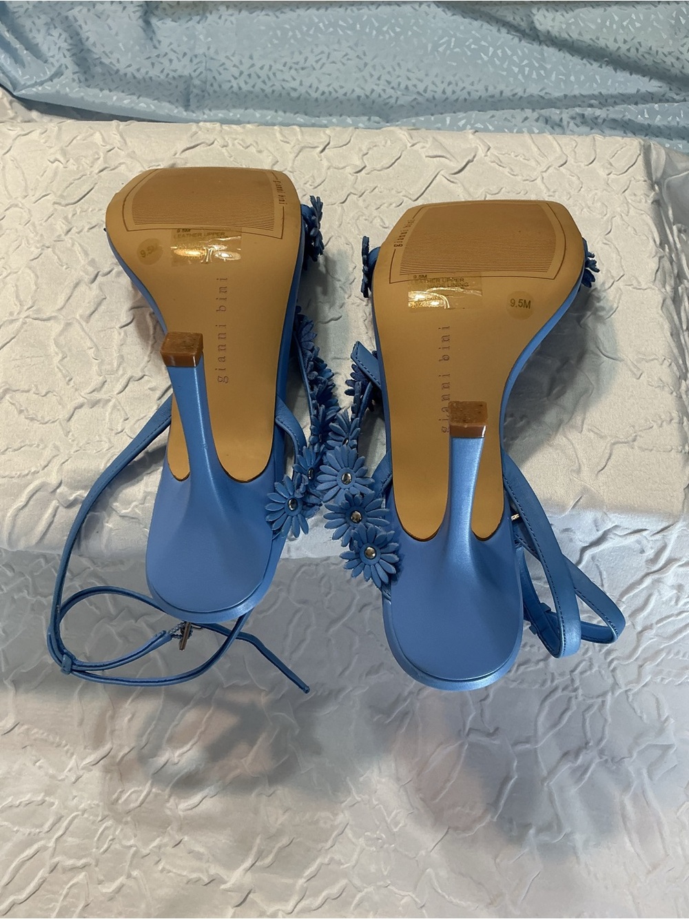 Gianni Bini Blue Floral Strappy High-Heel Sandals - Picture 3 of 6